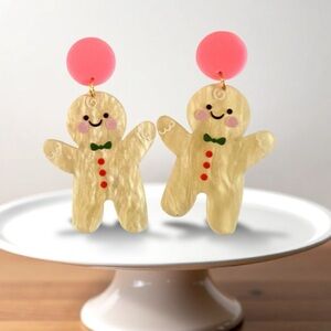 Acrylic Gingerbread Earrings Christmas Holiday